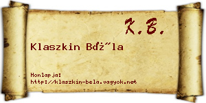 Klaszkin Béla névjegykártya